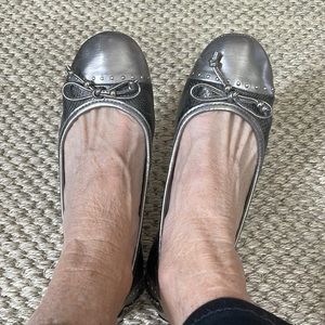 Beautiful metallic flats with snake skin flats